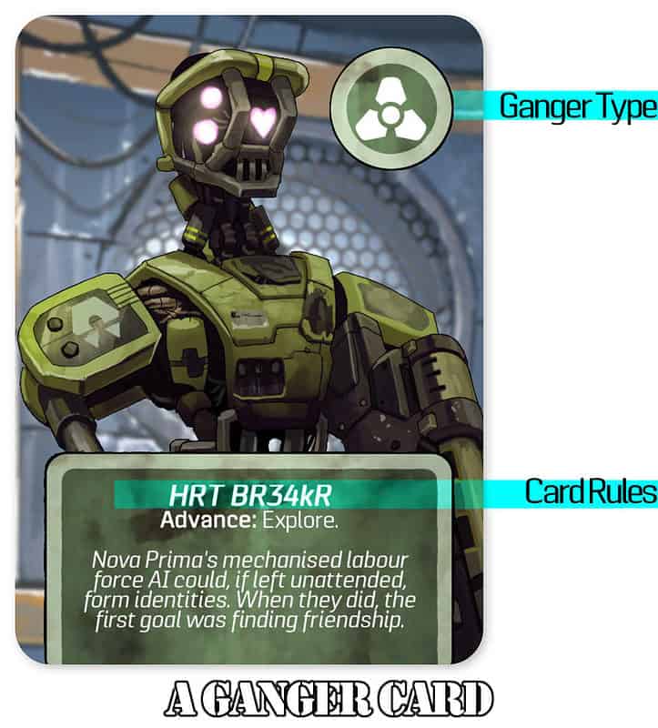 Example of a Burning Daylight Ganger card indicating type icon and rules text