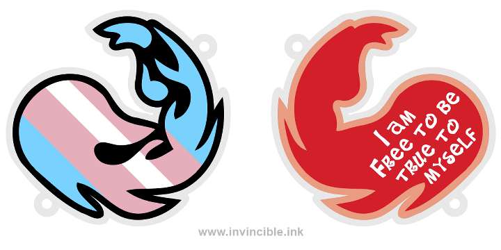 Preview of trans pride charm for the Red colour identity