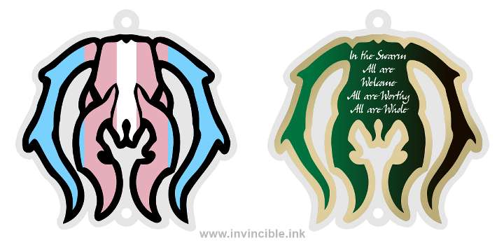 Preview of trans pride charm for the Golgari Guild