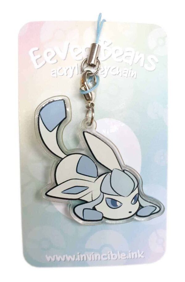 Acrylic charm Glaceon bean by Fox Lee - reverse side (shiny colour)
