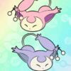 Design for Skitty bean charm showing normal and shiny colours