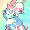 Design for Sylveon bean charm showing normal and shiny colours